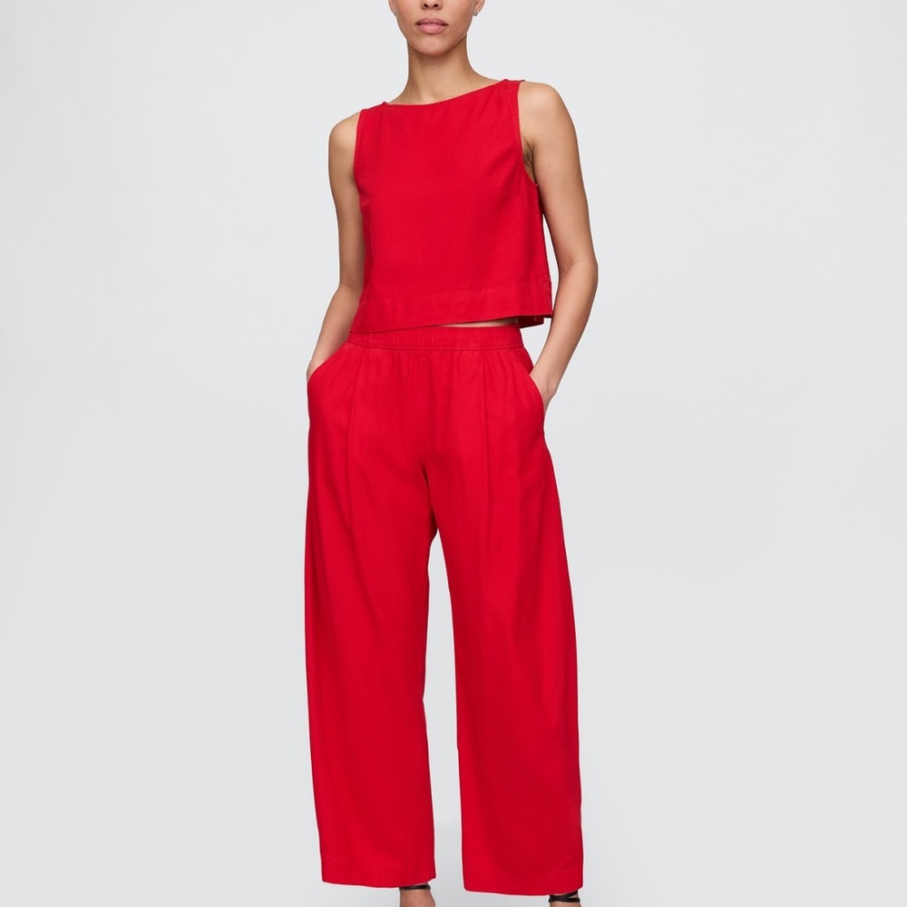 GAP - Mid-Rise Barrel Linen Pull-on Ankle Pants - XS